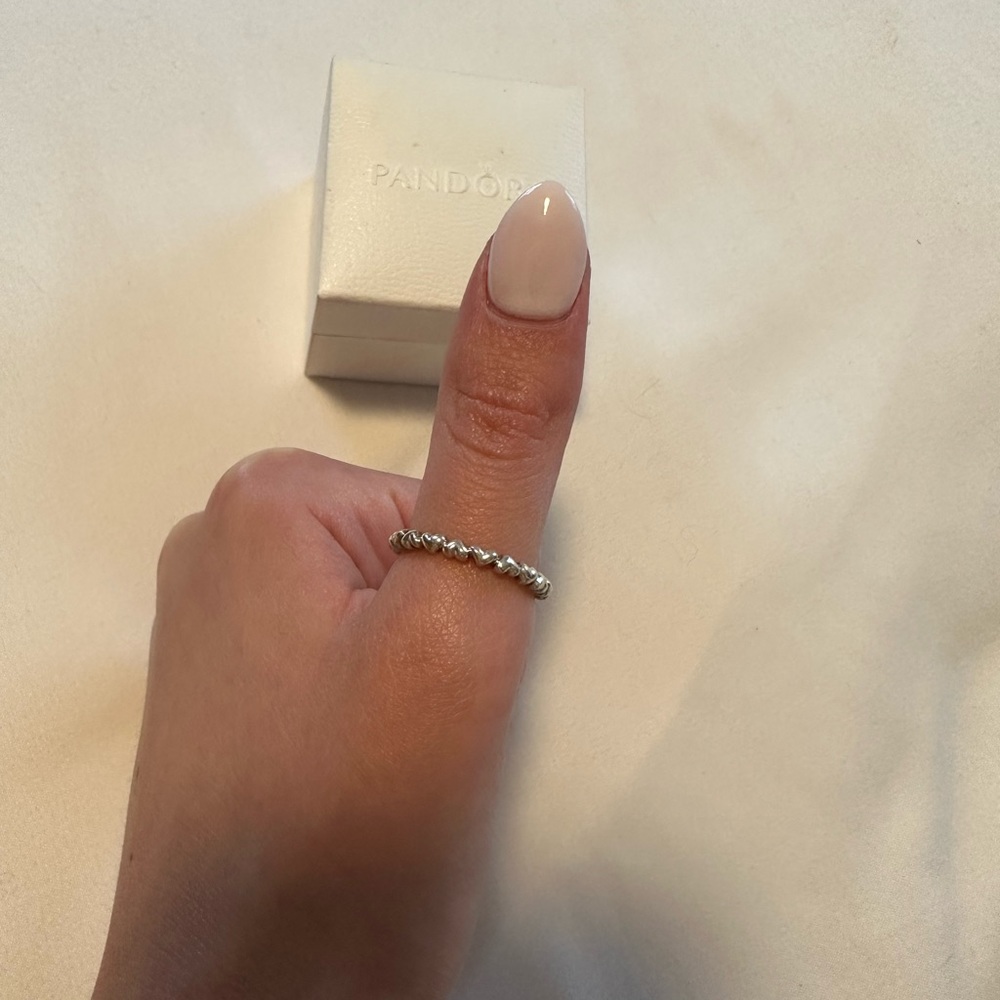 Pandora sterling silver hearts stackable band. Size 6.